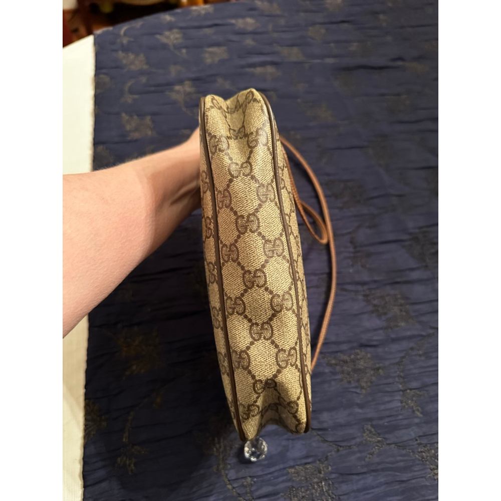 Gucci Brown & Beige Coated Canvas Crossbody Bag w/ Zip Top - Picture 10 of 14
